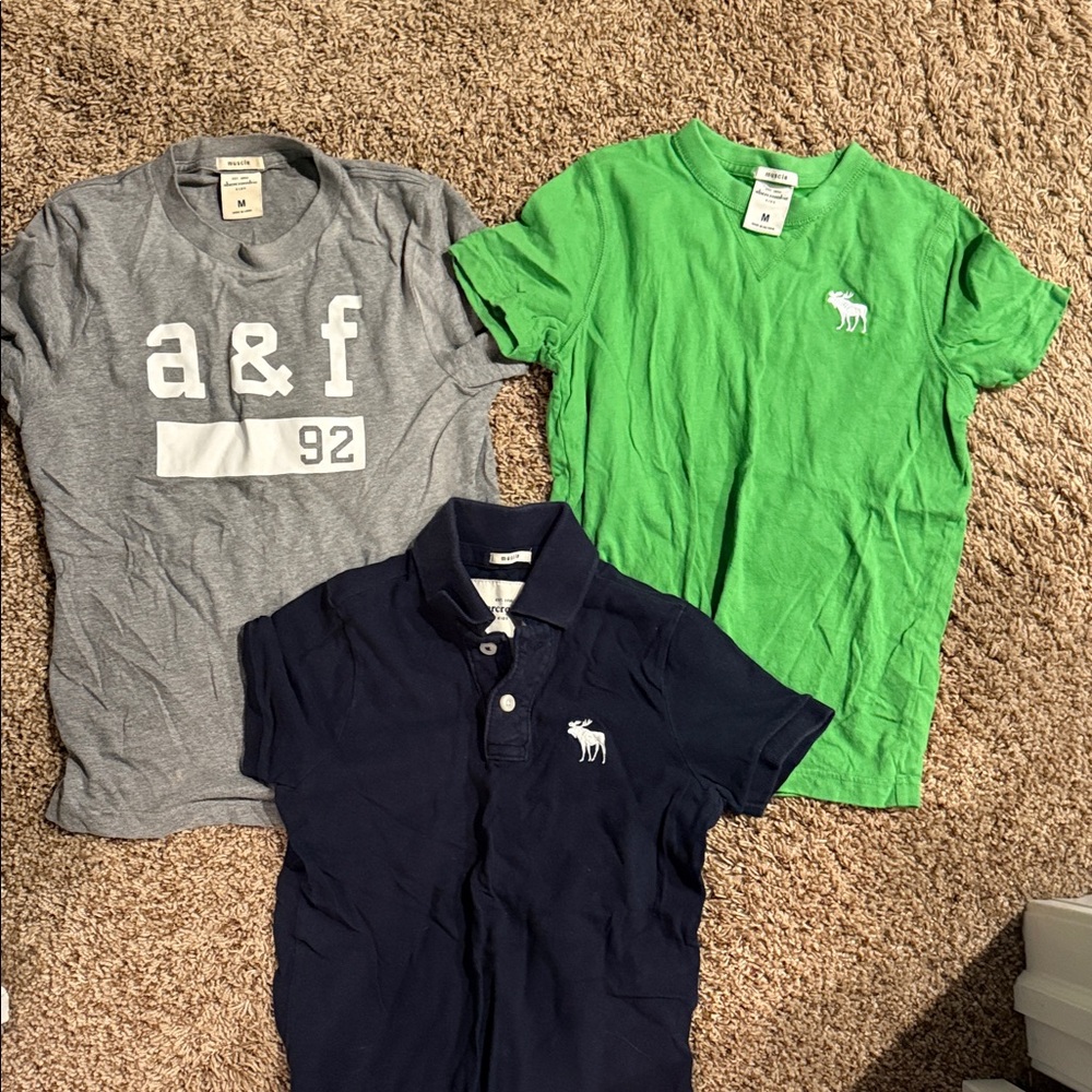 Abercrombie & Fitch Kids Tee Trio in Gray, Green, and Navy